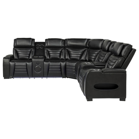 Zuma Black 3-Piece Dual Power Faux Leather Reclining Sectional Sofa from Coaster - Luna Furniture
