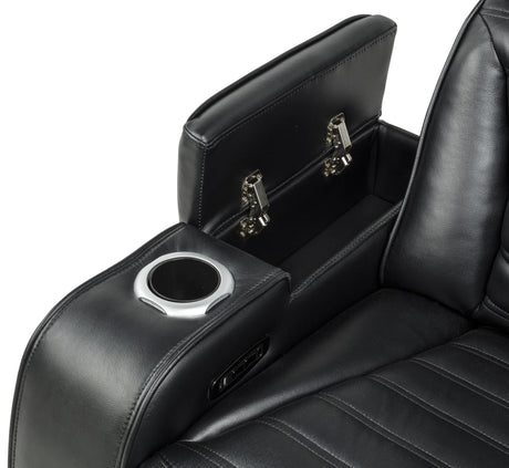 Zuma Black 3-Piece Dual Power Faux Leather Reclining Sectional Sofa from Coaster - Luna Furniture