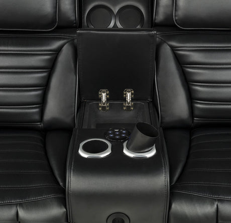 Zuma Black 3-Piece Dual Power Faux Leather Reclining Sectional Sofa from Coaster - Luna Furniture