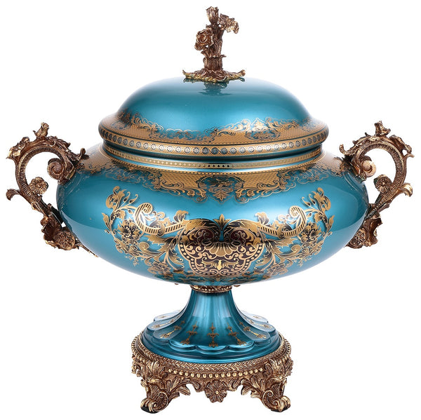 HD-6009H Bronze/Sapphire Blue/Gold Urn