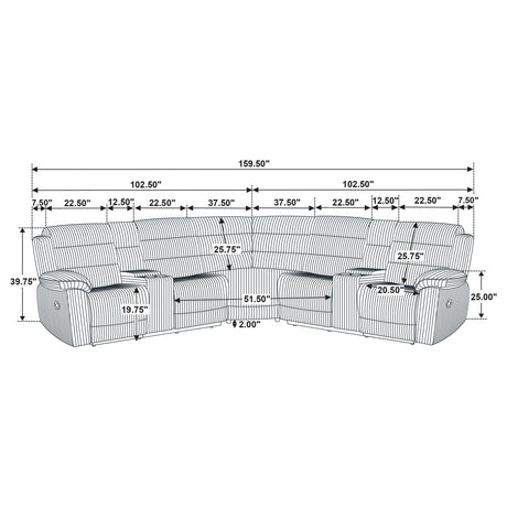 Atkinson Black Upholstered Reclining Sectional Sofa from Coaster - Luna Furniture