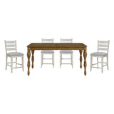 Wyatt Brown/Weathered White/Gray 7-Piece 91" Extendable Counter Height Set from Homelegance - Luna Furniture