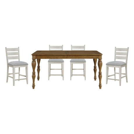 Wyatt Brown/Weathered White/Gray 7-Piece 91" Extendable Counter Height Set from Homelegance - Luna Furniture