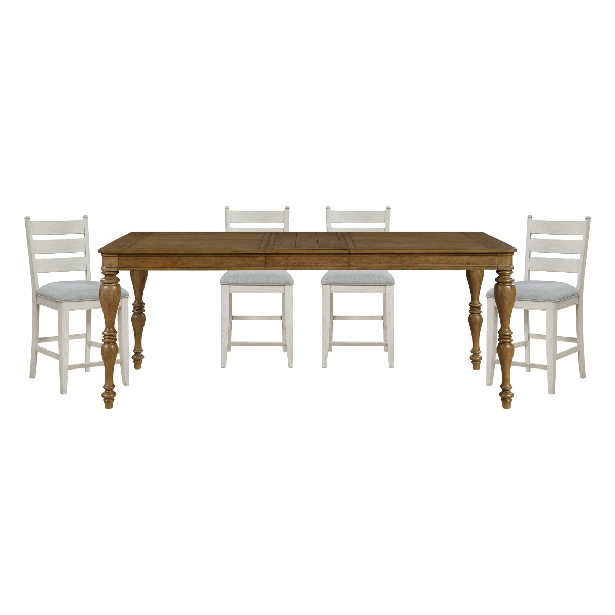 Wyatt Brown/Weathered White/Gray 91" Extendable Counter Height Set from Homelegance - Luna Furniture