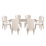 Lofton Light Gray/Ivory 7-Piece 108" Double Pedestal Extendable Dining Set from Homelegance - Luna Furniture