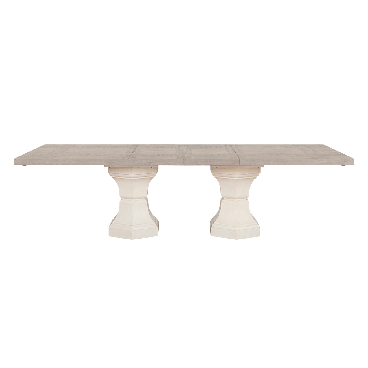 Lofton Light Gray/Ivory 7-Piece 108" Double Pedestal Extendable Dining Set from Homelegance - Luna Furniture