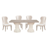 Lofton Light Gray/Ivory 7-Piece 108" Double Pedestal Extendable Dining Set from Homelegance - Luna Furniture
