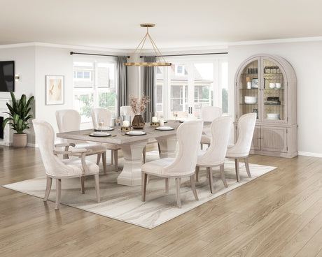 Lofton Light Gray/Ivory 7-Piece 60" Round Dining Set from Homelegance - Luna Furniture