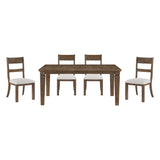 Quinn Light Brown/Light Gray 5-Piece 84" Extendable Dining Set from Homelegance - Luna Furniture