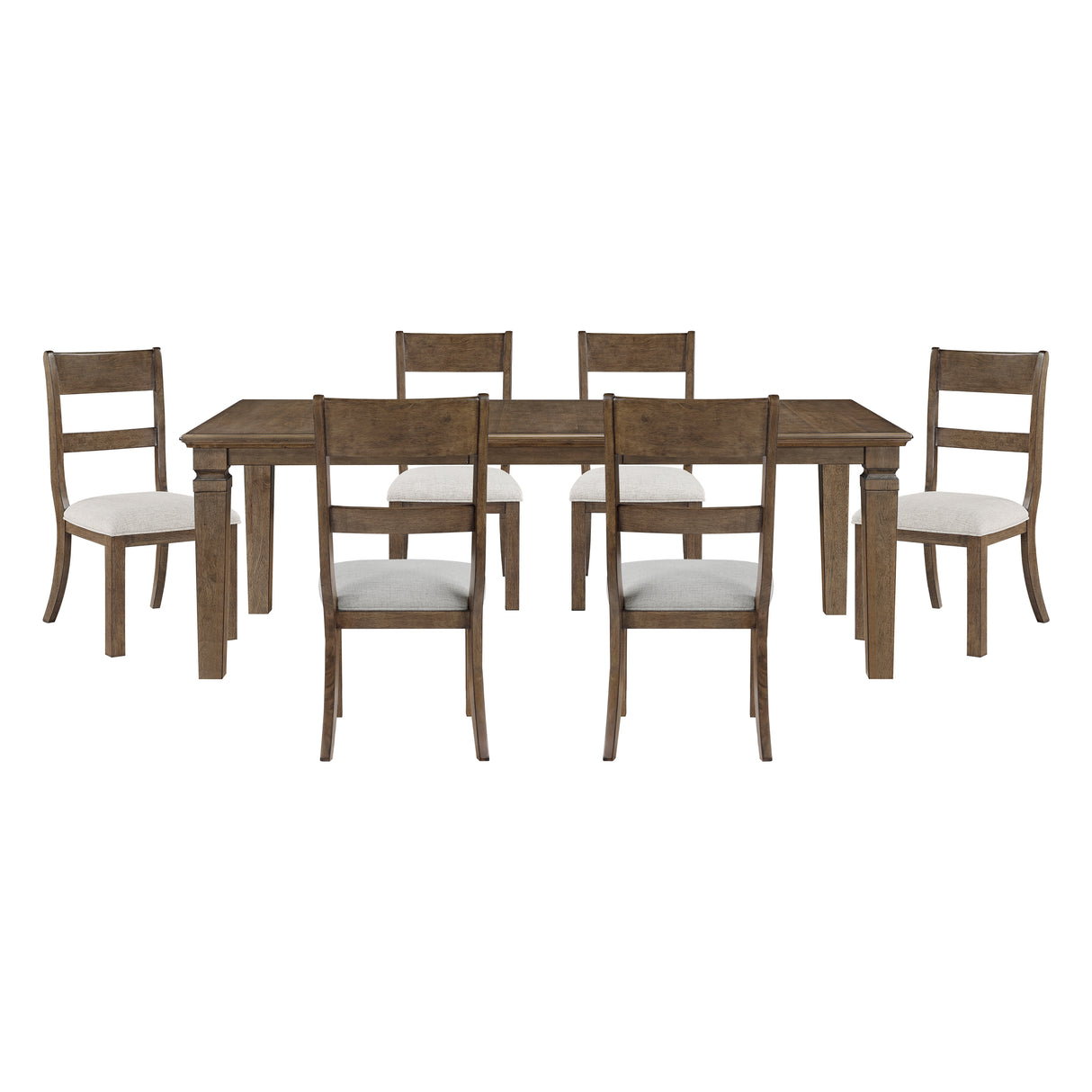 Quinn Light Brown/Light Gray 7-Piece 84" Extendable Dining Set from Homelegance - Luna Furniture