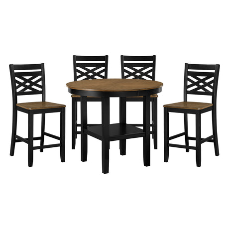 Tyler Black/Brown 5-Piece Counter Height Set from Homelegance - Luna Furniture