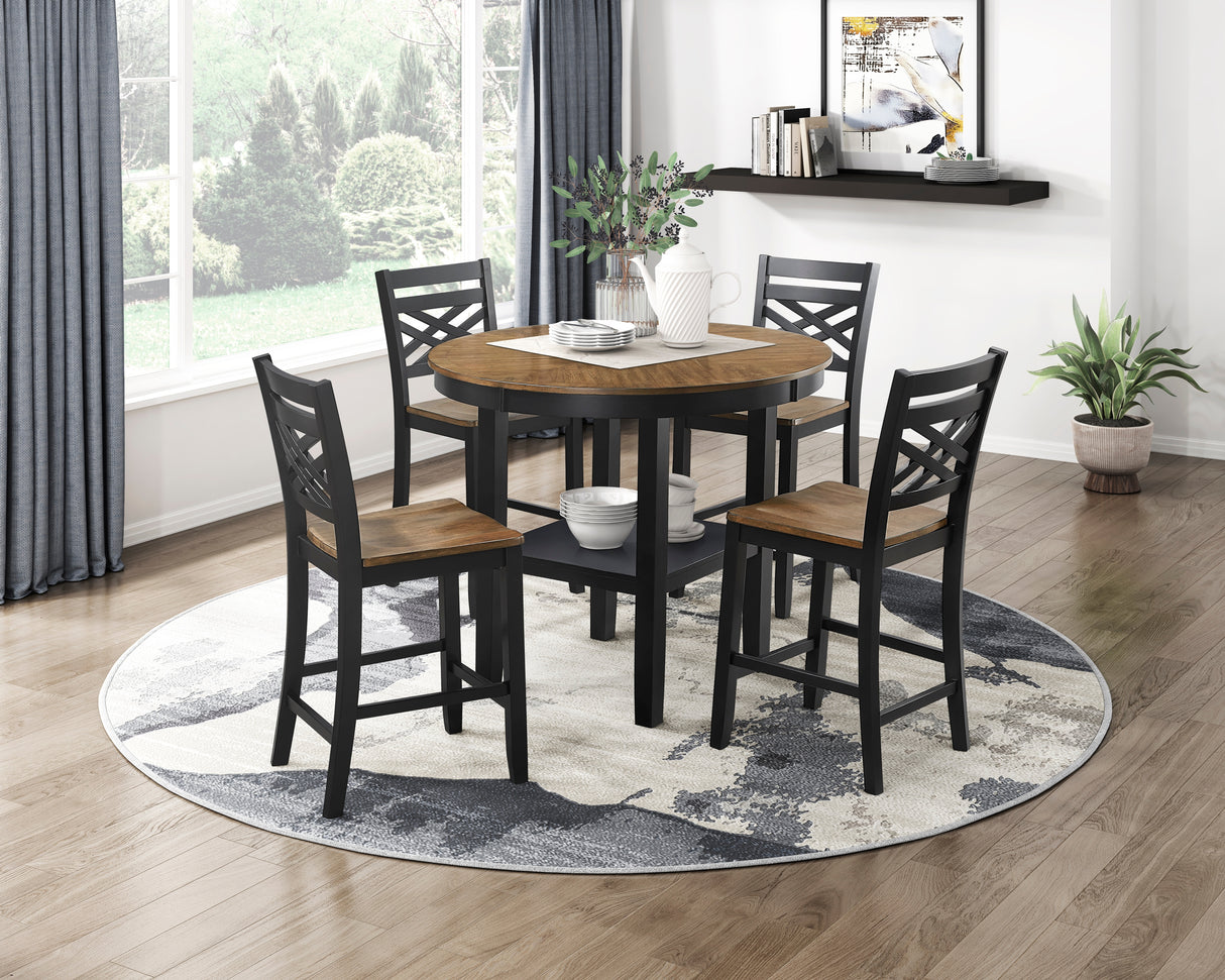 Tyler Black/Brown 5-Piece Counter Height Set from Homelegance - Luna Furniture