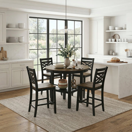 Tyler Black/Brown 5-Piece Counter Height Set from Homelegance - Luna Furniture