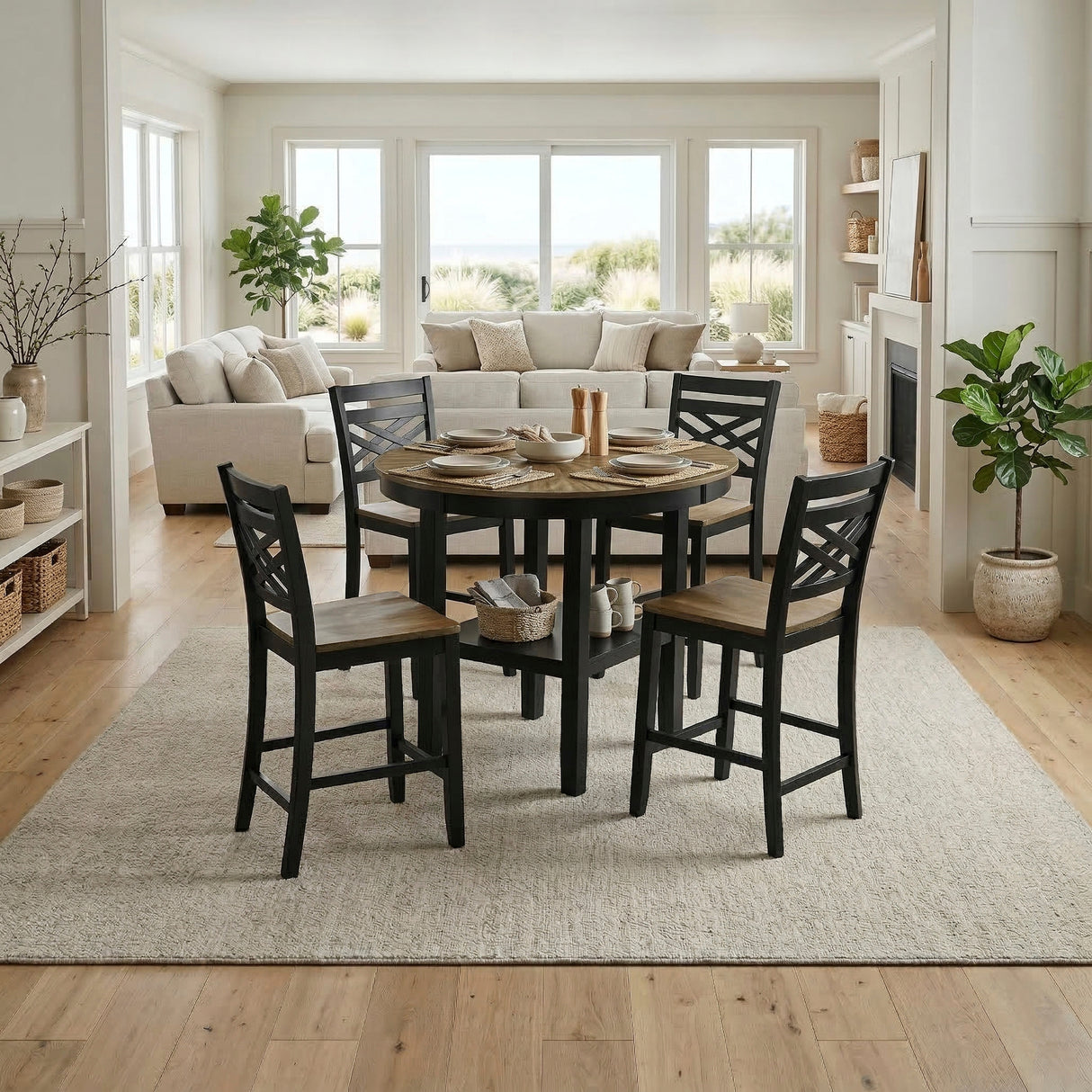 Tyler Black/Brown 5-Piece Counter Height Set from Homelegance - Luna Furniture