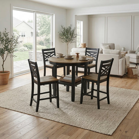 Tyler Black/Brown 5-Piece Counter Height Set from Homelegance - Luna Furniture