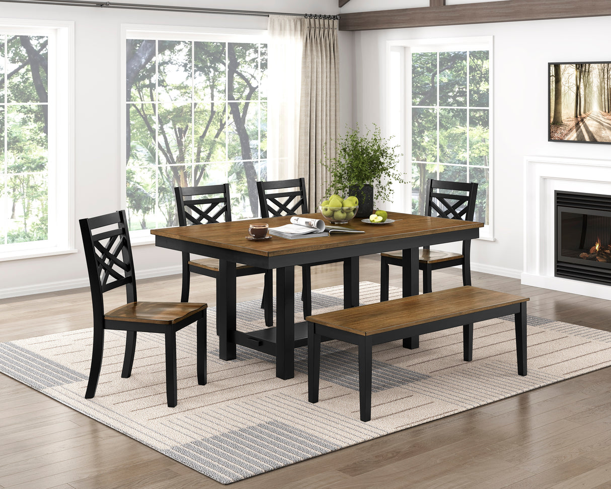 Quinn Light Brown/Light Gray 7-Piece 84" Extendable Dining Set from Homelegance - Luna Furniture