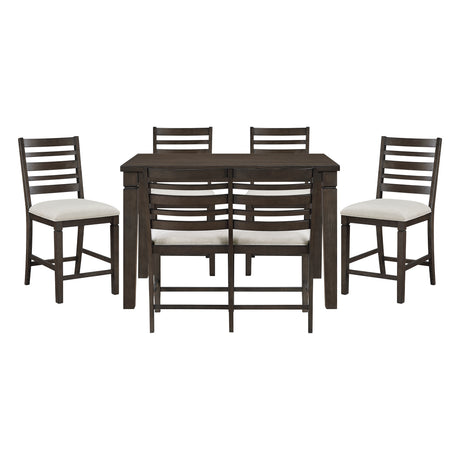 Victoria Espresso/Beige 6-Piece Counter Height Set from Homelegance - Luna Furniture