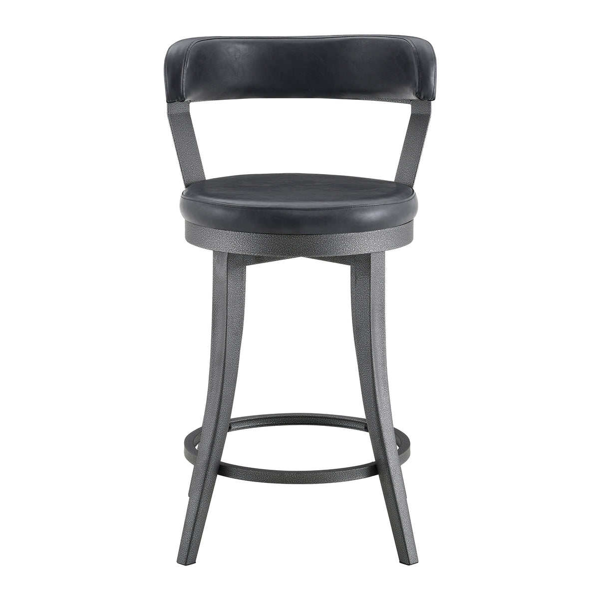 Foundry Gunmetal/Black Faux Leather Swivel Counter Height Chair, Set of 2 from Homelegance - Luna Furniture