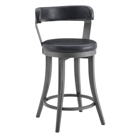 Foundry Gunmetal/Black Faux Leather Swivel Counter Height Chair, Set of 2 from Homelegance - Luna Furniture