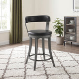 Foundry Gunmetal/Black Faux Leather Swivel Counter Height Chair, Set of 2 from Homelegance - Luna Furniture