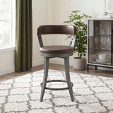Foundry Gunmetal/Light Brown Faux Leather Swivel Counter Height Chair, Set of 2 from Homelegance - Luna Furniture