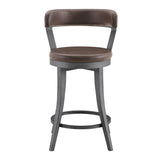 Foundry Gunmetal/Light Brown Faux Leather Swivel Counter Height Chair, Set of 2 from Homelegance - Luna Furniture