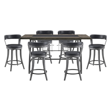 Foundry Gunmetal/Black 7-Piece Counter Height Set from Homelegance - Luna Furniture