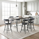 Foundry Gunmetal/Black Faux Leather Swivel Counter Height Chair, Set of 2 from Homelegance - Luna Furniture