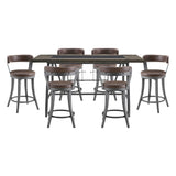 Foundry Gunmetal/Light Brown 7-Piece Counter Height Set from Homelegance - Luna Furniture
