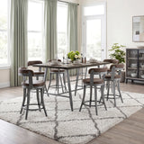 Foundry Gunmetal/Light Brown Faux Leather Swivel Counter Height Chair, Set of 2 from Homelegance - Luna Furniture