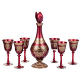 HD-6031 Bronze/Ruby Red/Gold 7-Piece Decanter Set from Homey Design - Luna Furniture