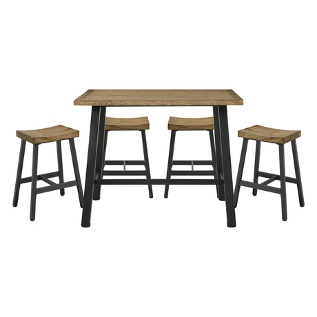 Braddock Brown/Black 5-Piece Counter Height Set from Homelegance - Luna Furniture