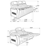 Zuma Black 2-Piece Faux Leather Dual Power LED Living Room Set from Coaster - Luna Furniture