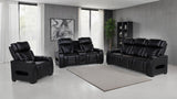 Zuma Black 3-Piece Faux Leather Dual Power LED Living Room Set from Coaster - Luna Furniture