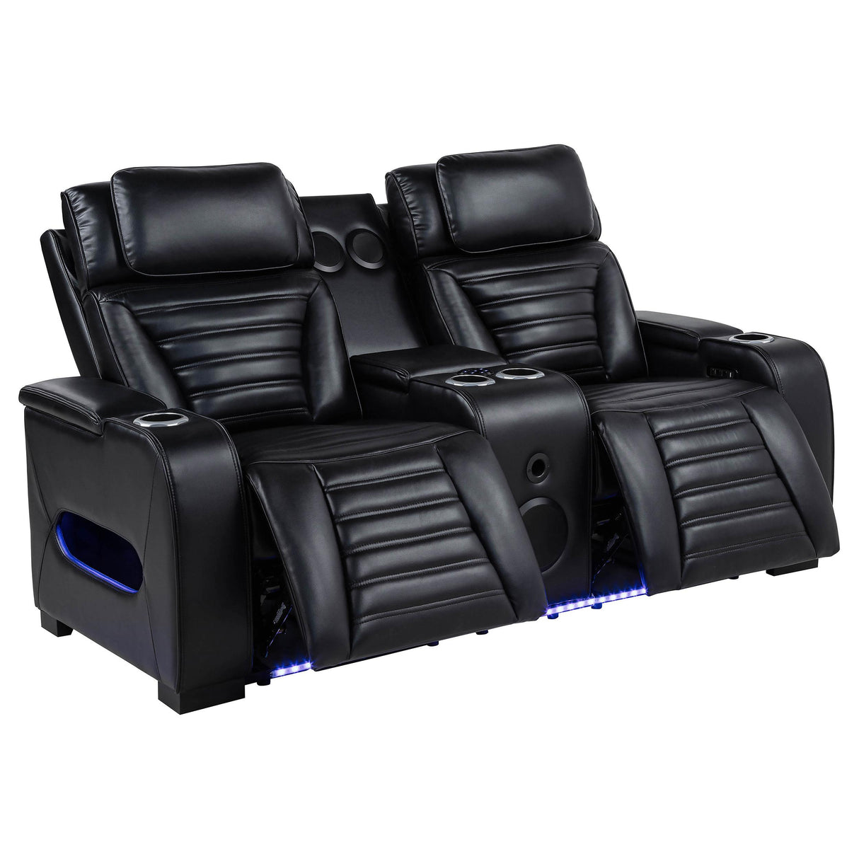 Zuma Black 3-Piece Faux Leather Dual Power LED Living Room Set from Coaster - Luna Furniture