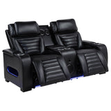 Zuma Black 3-Piece Faux Leather Dual Power LED Living Room Set from Coaster - Luna Furniture