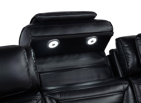 Zuma Black 3-Piece Faux Leather Dual Power LED Living Room Set from Coaster - Luna Furniture
