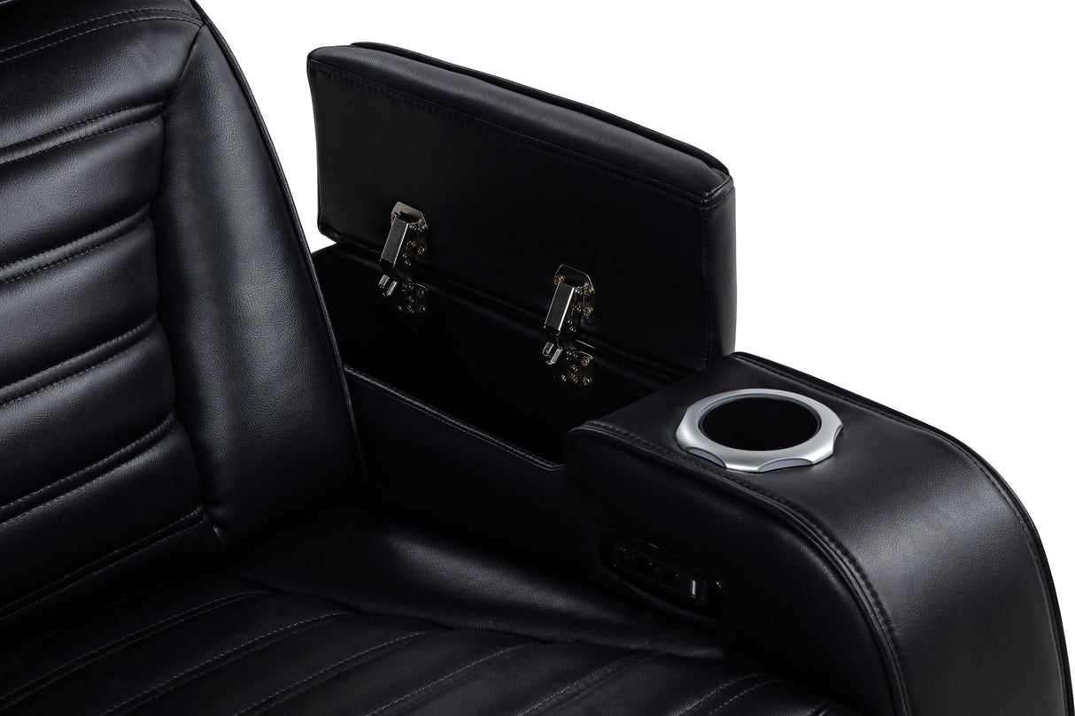 Zuma Black 3-Piece Faux Leather Dual Power LED Living Room Set from Coaster - Luna Furniture