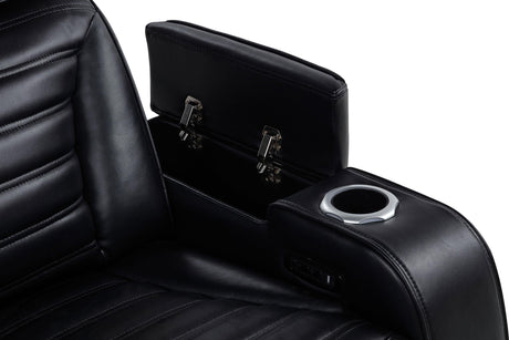 Zuma Black 3-Piece Faux Leather Dual Power LED Living Room Set from Coaster - Luna Furniture