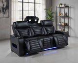 Zuma Black Faux Leather Dual Power Reclining LED Sofa from Coaster - Luna Furniture