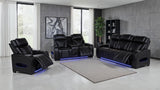 Zuma Black Faux Leather Dual Power Reclining LED Sofa from Coaster - Luna Furniture