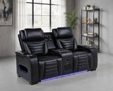 Zuma Black Faux Leather Dual Power Reclining LED Loveseat from Coaster - Luna Furniture
