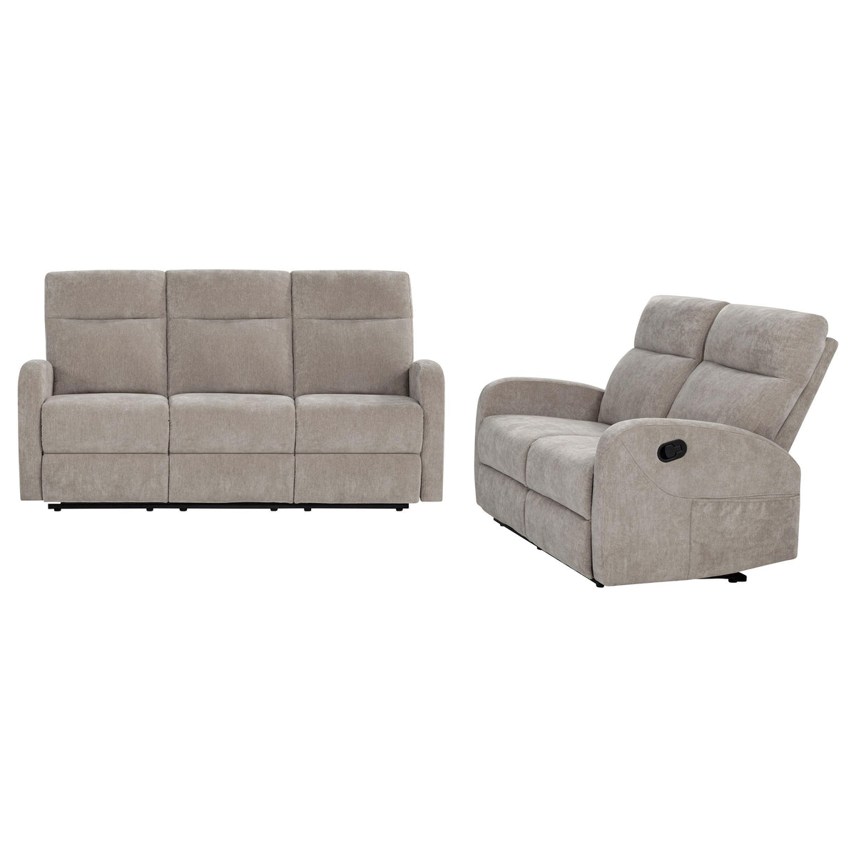 Hamilton Sand 2-piece Chenille Manual Reclining Sofa Set from Coaster - Luna Furniture