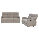 Hamilton Sand 2-piece Chenille Manual Reclining Sofa Set from Coaster - Luna Furniture