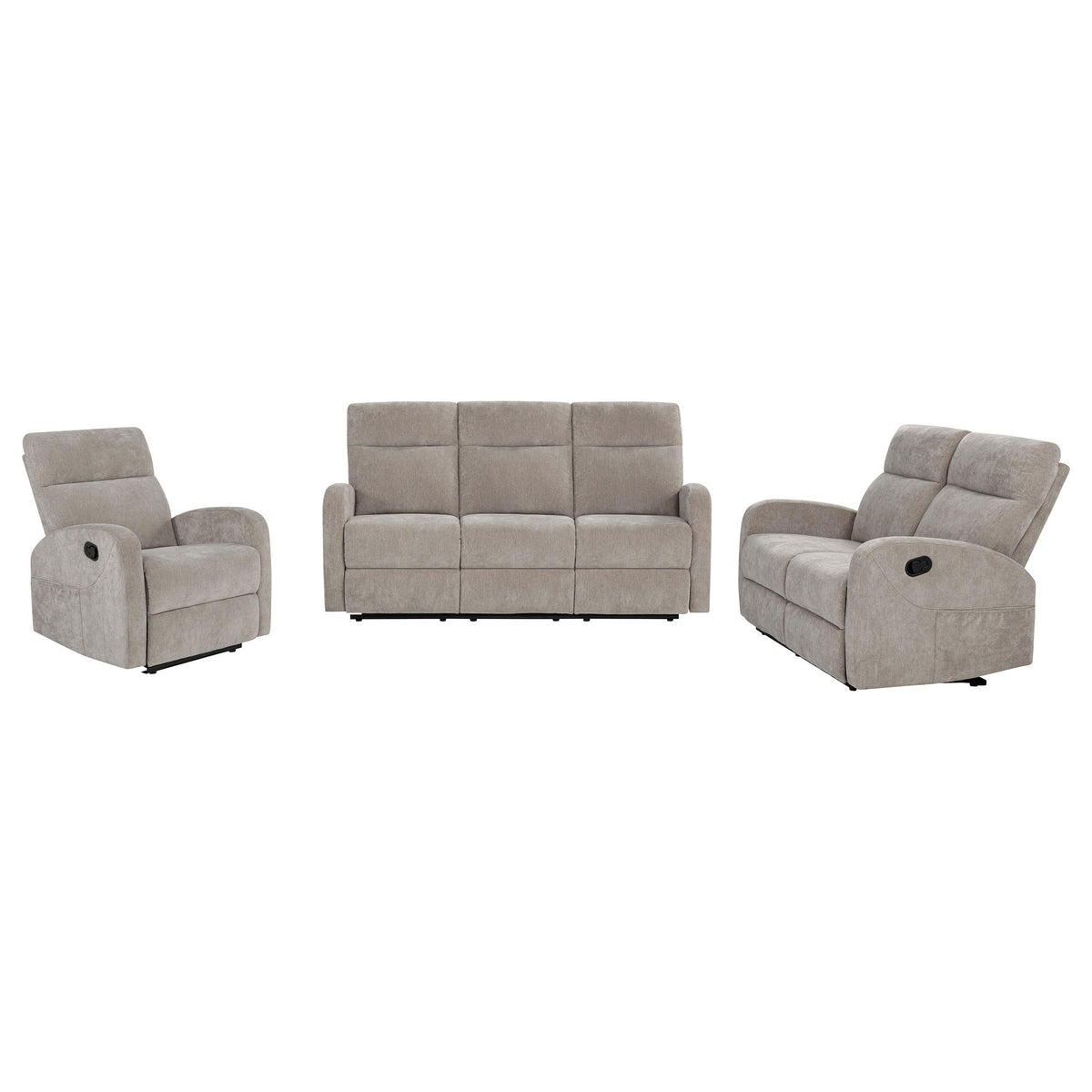 Hamilton Sand 3-piece Chenille Manual Reclining Sofa Set from Coaster - Luna Furniture