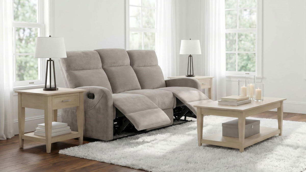 Hamilton Sand Chenille Upholstered Manual Reclining Sofa from Coaster - Luna Furniture