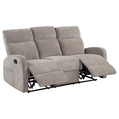 Hamilton Sand Chenille Upholstered Manual Reclining Sofa from Coaster - Luna Furniture