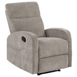 Hamilton Sand Chenille Upholstered Manual Glider Recliner from Coaster - Luna Furniture