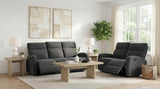 Hamilton Charcoal Grey 2-piece Chenille Manual Reclining Sofa Set from Coaster - Luna Furniture