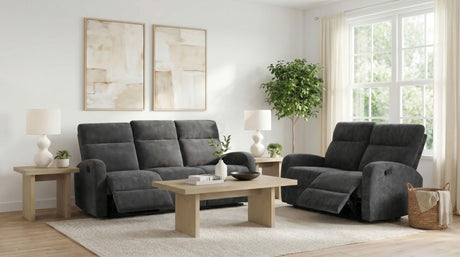 Hamilton Charcoal Gray 2-Piece Chenille Manual Reclining Sofa Set from Coaster - Luna Furniture